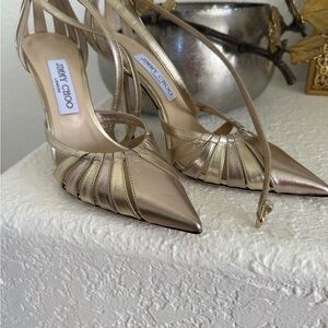 Jimmy Choo Metallic Strappy Heels